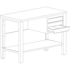 No Name Basic Arbejdsbord - 3 X Skuffe/1 X Underhylde, Blå