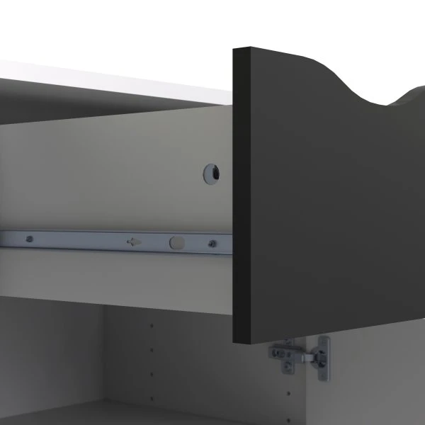 BudgetLine Skænk M. 1 Skuffe Og 2 Låger, Hvid/sort 5 BudgetLine Skænk M. 1 Skuffe Og 2 Låger, Hvid/sort - Billede 3