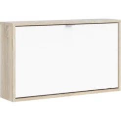 BudgetLine Skoskab M. 1 Klaplåge Og 1 Rum, Hvid/eg