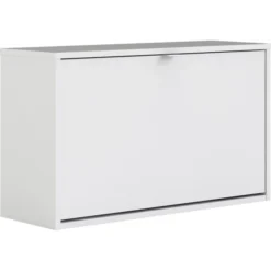 BudgetLine Skoskab M. 1 Klaplåge Og 2 Rum, Hvid