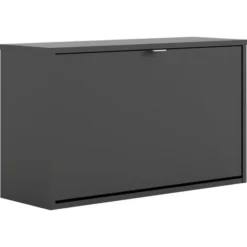 BudgetLine Skoskab M. 1 Klaplåge Og 2 Rum, Sort