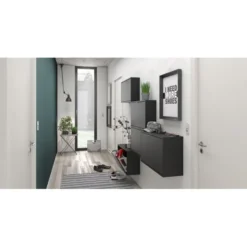 BudgetLine Skoskab M. 1 Klaplåge Og 2 Rum, Sort -Aida shop budgetline skoskab m 1 klaplage og 2 rum sort 3