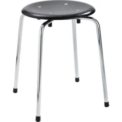 Egon Eiermann S38 S/1 Stabelbar Skammel, Sort/krom