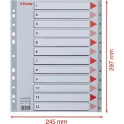 Esselte Maxi Register | A4 | Plast | Grå | 1-12 -Aida shop esselte maxi register a4 plast gra 112 3