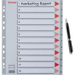 Esselte Maxi Register | A4 | Plast | Grå | 1-12 -Aida shop esselte maxi register a4 plast gra 112 4