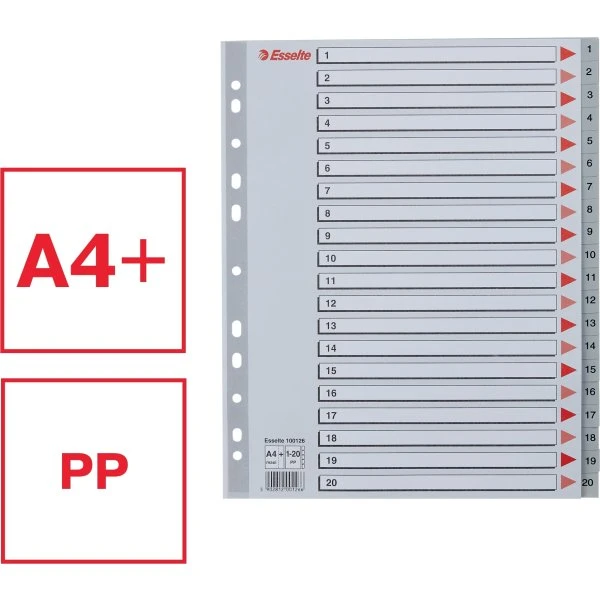 Esselte Maxi Register | A4 | Plast | Grå | 1-20 4 Esselte Maxi Register | A4 | Plast | Grå | 1-20 - Billede 2