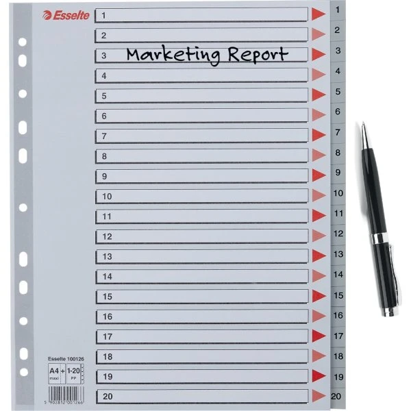 Esselte Maxi Register | A4 | Plast | Grå | 1-20 6 Esselte Maxi Register | A4 | Plast | Grå | 1-20 - Billede 4