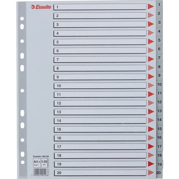 Esselte Maxi Register | A4 | Plast | Grå | 1-20 3 Esselte Maxi Register | A4 | Plast | Grå | 1-20