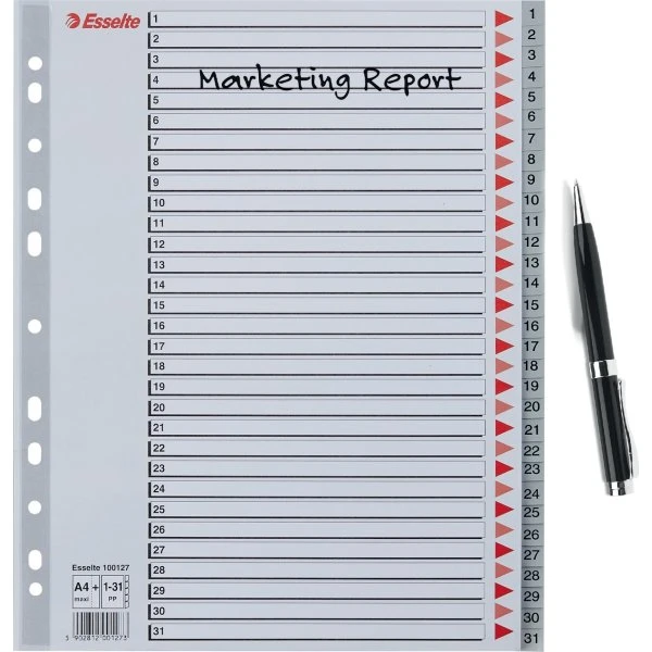 Esselte Maxi Register | A4 | Plast | Grå | 1-31 6 Esselte Maxi Register | A4 | Plast | Grå | 1-31 - Billede 4