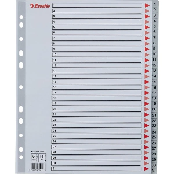Esselte Maxi Register | A4 | Plast | Grå | 1-31 3 Esselte Maxi Register | A4 | Plast | Grå | 1-31