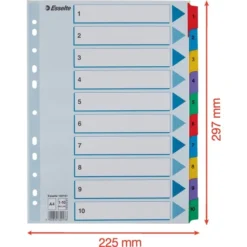 Esselte Mylar Register | A4 | Karton | 1-10 -Aida shop esselte mylar register a4 karton 110 3