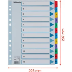 Esselte Mylar Register | A4 | Karton | 1-12 -Aida shop esselte mylar register a4 karton 112 3