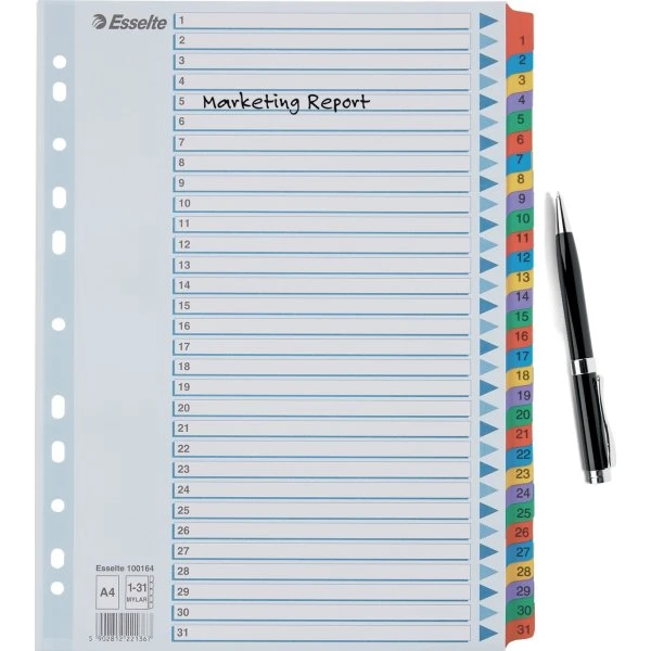 Esselte Mylar Register | A4 | Karton | 1-31 6 Esselte Mylar Register | A4 | Karton | 1-31 - Billede 4
