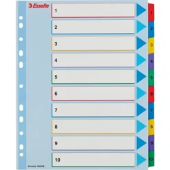 Esselte Mylar Register | A4 | Overskriv | 1-10