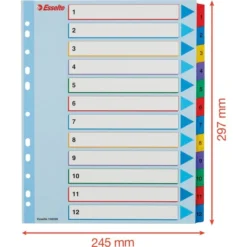 Esselte Mylar Register | A4 | Overskriv | 1-12 -Aida shop esselte mylar register a4 overskriv 112 3