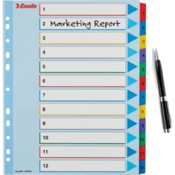 Esselte Mylar Register | A4 | Overskriv | 1-12 -Aida shop esselte mylar register a4 overskriv 112 4