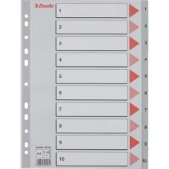 Esselte Register | A4 | Plast | Grå | 1-10