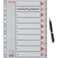 Esselte Register | A4 | Plast | Grå | 1-10 -Aida shop esselte register a4 plast gra 110 4