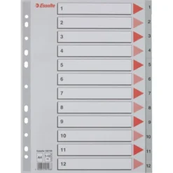 Esselte Register | A4 | Plast | Grå | 1-12