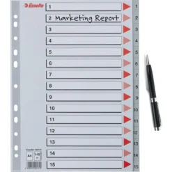 Esselte Register | A4 | Plast | Grå | 1-15 -Aida shop esselte register a4 plast gra 115 4