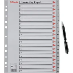 Esselte Register | A4 | Plast | Grå | 1-20 -Aida shop esselte register a4 plast gra 120 4