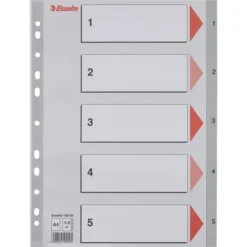 Esselte Register | A4 | Plast | Grå | 1-5