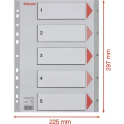 Esselte Register | A4 | Plast | Grå | 1-5 -Aida shop esselte register a4 plast gra 15 3