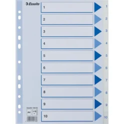 Esselte Register | A4 | Plast | Hvid | 1-10