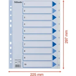 Esselte Register | A4 | Plast | Hvid | 1-10 -Aida shop esselte register a4 plast hvid 110 3