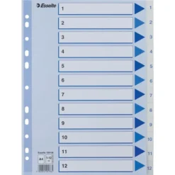 Esselte Register | A4 | Plast | Hvid | 1-12