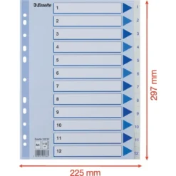 Esselte Register | A4 | Plast | Hvid | 1-12 -Aida shop esselte register a4 plast hvid 112 3