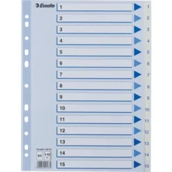 Esselte Register | A4 | Plast | Hvid | 1-15