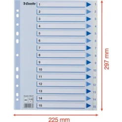 Esselte Register | A4 | Plast | Hvid | 1-15 -Aida shop esselte register a4 plast hvid 115 3
