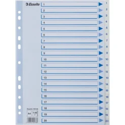 Esselte Register | A4 | Plast | Hvid | 1-20