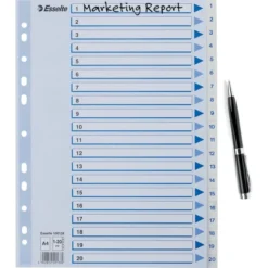 Esselte Register | A4 | Plast | Hvid | 1-20 -Aida shop esselte register a4 plast hvid 120 4