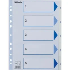 Esselte Register | A4 | Plast | Hvid | 1-5