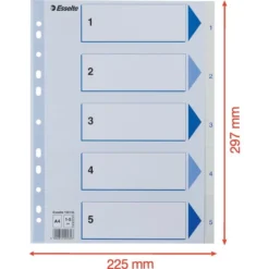 Esselte Register | A4 | Plast | Hvid | 1-5 -Aida shop esselte register a4 plast hvid 15 3