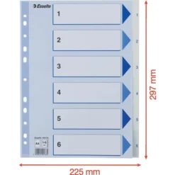 Esselte Register | A4 | Plast | Hvid | 1-6 -Aida shop esselte register a4 plast hvid 16 3