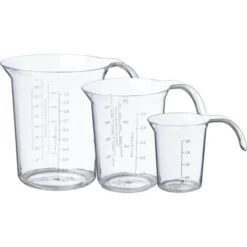 Målekandesæt I Klar Plast, 0,2 + 0,5 + 1 L