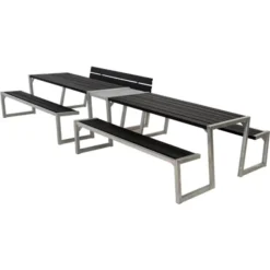 Plus Zigma Bord-bænkesæt M/1 Ryglæn, Sort, 392 Cm