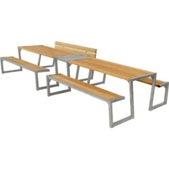 Plus Zigma Bord-bænkesæt M/1 Ryglæn, Lærk, 392 Cm