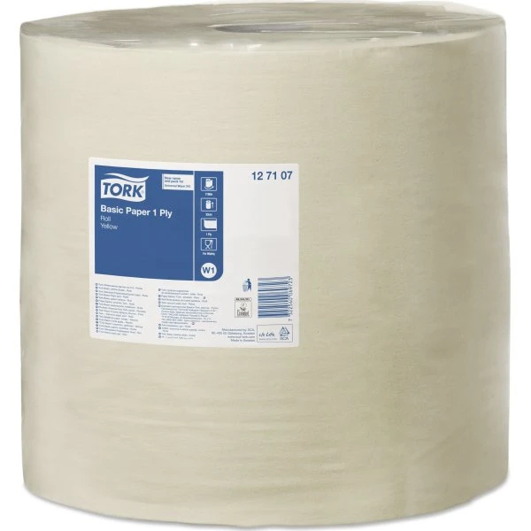 Tork W1 Basic Aftørringspapir | Gul | 1-lag | 1 Rl 3 Tork W1 Basic Aftørringspapir | Gul | 1-lag | 1 Rl