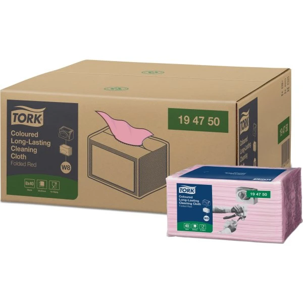 Tork W8 Allround Klud | Rød | 1-lag | 40 Stk 3 Tork W8 Allround Klud | Rød | 1-lag | 40 Stk